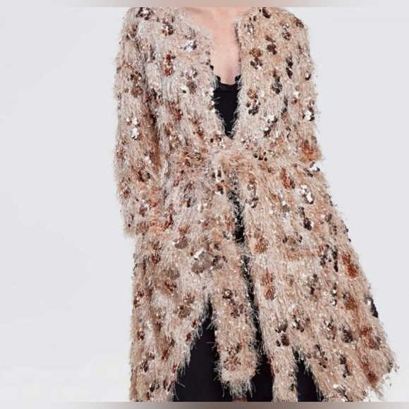 Zara Fringe Sequin Robe Kimono Long
Jacket Coat XS - Picture 2 of 11
